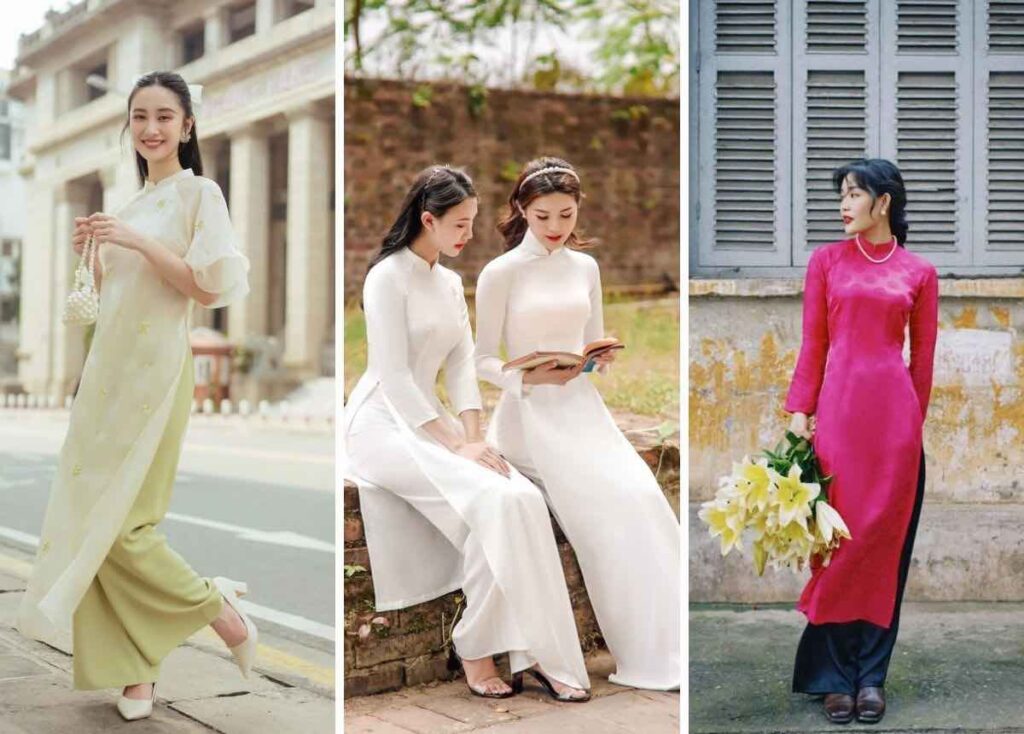 Kiểu dáng giày phải hài hòa với thiết kế áo dài